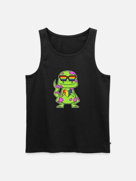 Dino Rainbow Heart Dinosaur - Men's Premium Organic Tank Top - black