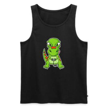 Dino Gamer Gaming Zocken Zocker - Männer Premium Bio Tank Top - Schwarz - Vorne - Michal (187cm)