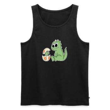 Dinosaure avec bébé dinosaure - Dino - Débardeur bio Premium Homme - noir - Devant - Michal (187cm)