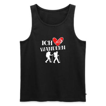 Bergwandern Ich Liebe Wandern Herz Statement - Männer Premium Bio Tank Top - Schwarz - Vorne - Michal (187cm)