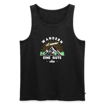 Wanderrouten Wandern Wanderer Statement Berge - Männer Premium Bio Tank Top - Schwarz - Vorne - Michal (187cm)