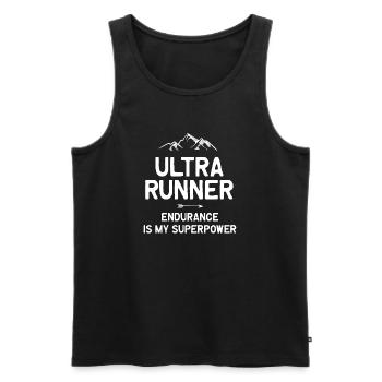 Ultra Running - Courez longtemps. Courez fort. - Débardeur bio Premium Homme - noir - Devant - AI Model Male 178 light (178cm)