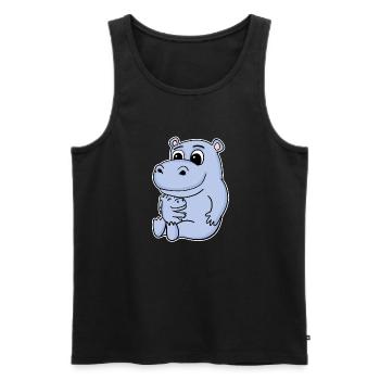 Nilpferd Familie - Nilpferd mit Baby - Männer Premium Bio Tank Top - Schwarz - Vorne - AI Model Male 178 light (178cm)