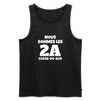 Corse, Corse-du-sud, je suis Corse, Ajaccio - Débardeur bio Premium Homme - noir - Devant - Michal (187cm)