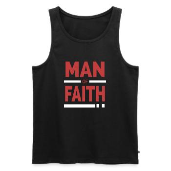 Mann des Glaubens | Christliche Typografie - Männer Premium Bio Tank Top - Schwarz - Vorne - AI Model Male 178 light (178cm)