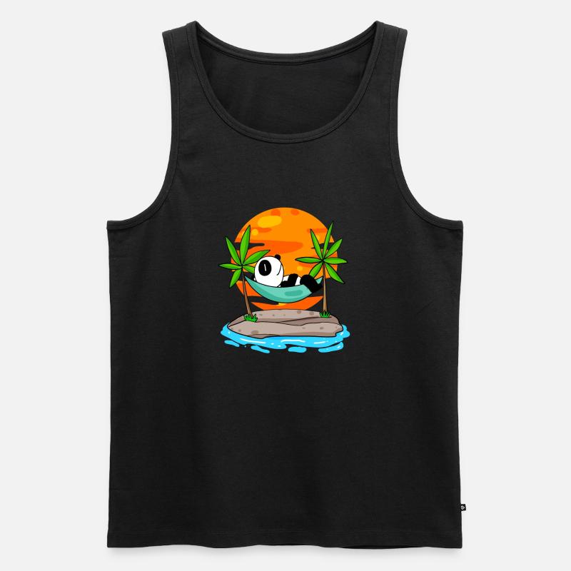 Panda am Strand - Männer Premium Bio Tank Top - Schwarz
