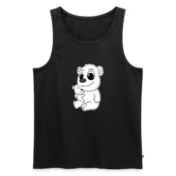 Polar Bear Family - Polar Bear with Baby - Polar Bear Motif - Men's Premium Organic Tank Top - black - Front - AI Model Male 178 light (178cm)