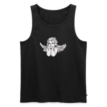 Kleine träumerische Engel-Putte - Männer Premium Bio Tank Top - Schwarz - Vorne - AI Model Male 178 light (178cm)