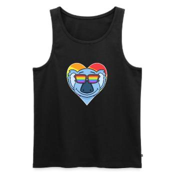 Arc-en-ciel - Koala avec lunettes et cœur - Débardeur bio Premium Homme - noir - Devant - Michal (187cm)