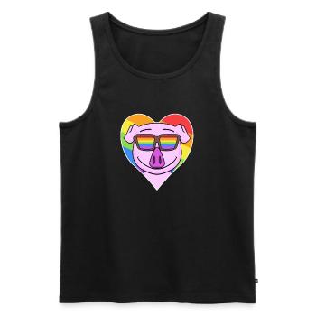 Rainbow - pig with glasses and heart - Men's Premium Organic Tank Top - black - Front - Michal (187cm)