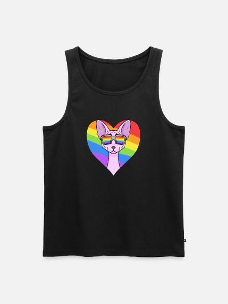 Regenbogen - Katze Sphynx-Katze mit Brille - Männer Premium Bio Tank Top - Schwarz