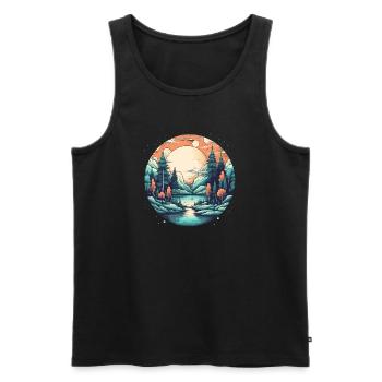Mondlichtwald am See - Männer Premium Bio Tank Top - Schwarz - Vorne - AI Model Male 178 light (178cm)