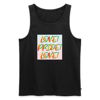 LOVE PRIDE LOVE LGBTQ SPRÜCHE VIELFALT DIVERSITY - Männer Premium Bio Tank Top - Schwarz - Vorne - Michal (187cm)