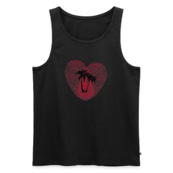Tropenherz Fingerprint Palmen - Männer Premium Bio Tank Top - Schwarz - Vorne - Michal (187cm)