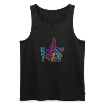 T-shirt LGBTQIA+ Pouce vers le haut Nuage de mots Gay Pride - Débardeur bio Premium Homme - noir - Devant - Michal (187cm)