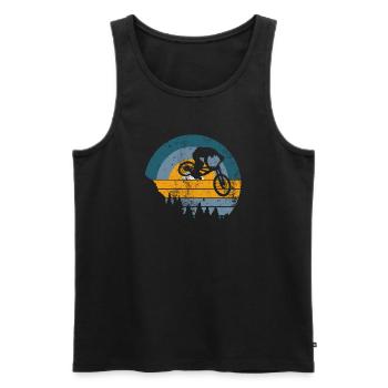 Sunset MTB Jump Silhouette - Men's Premium Organic Tank Top - black - Front - Michal (187cm)