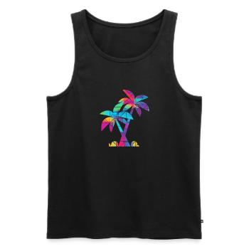 Palme bunt Urlaub Strand - Männer Premium Bio Tank Top - Schwarz - Vorne - AI Model Male 178 light (178cm)
