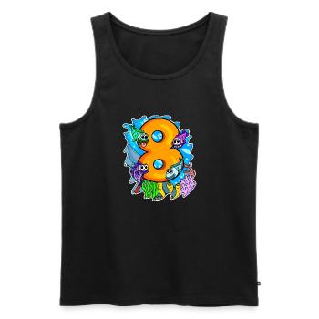 8 Jahre alt - 8. Geburtstag mit Tier Motiv - Männer Premium Bio Tank Top - Schwarz - Vorne - Michal (187cm)