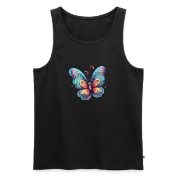 Colorful butterfly with gradient pattern - Men's Premium Organic Tank Top - black - Front - AI Model Male 178 light (178cm)