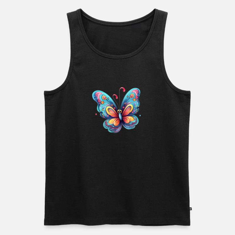 Colorful butterfly with gradient pattern - Men's Premium Organic Tank Top - black