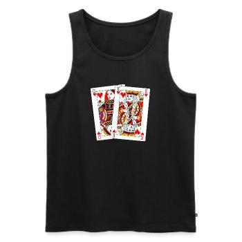 Reine et Roi de Cœur - Débardeur bio Premium Homme - noir - Devant - AI Model Male 178 light (178cm)