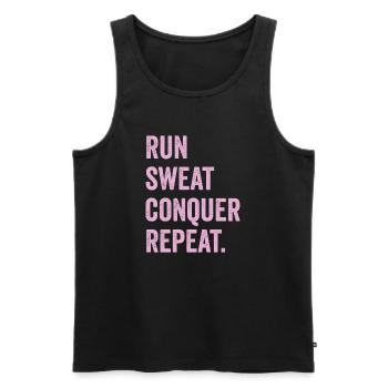 Courir. Sueur. Conquérir. Répéter. - Débardeur bio Premium Homme - noir - Devant - AI Model Male 178 light (178cm)