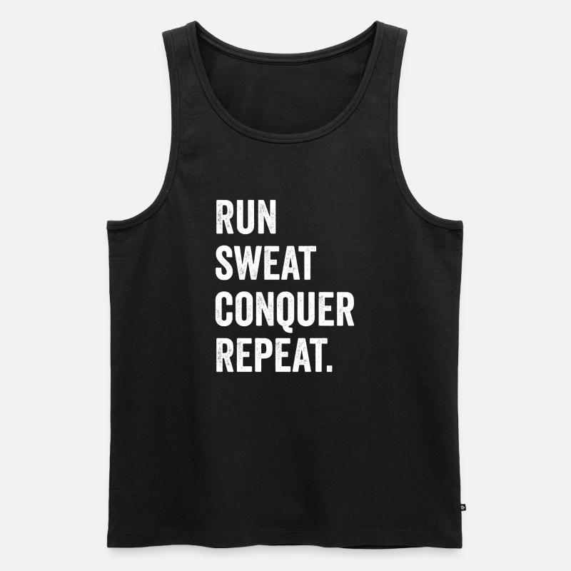 Courir. Sueur. Conquérir. Répéter. - Débardeur bio Premium Homme - noir