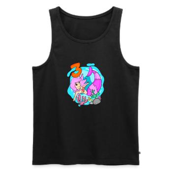 Mädchen 3 Jahre alt 3. Geburtstag Meerjungfrau - Männer Premium Bio Tank Top - Schwarz - Vorne - Michal (187cm)