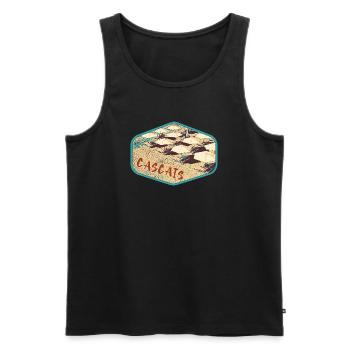 Blick auf den Strand von Cascais in Portugal - Männer Premium Bio Tank Top - Schwarz - Vorne - Michal (187cm)