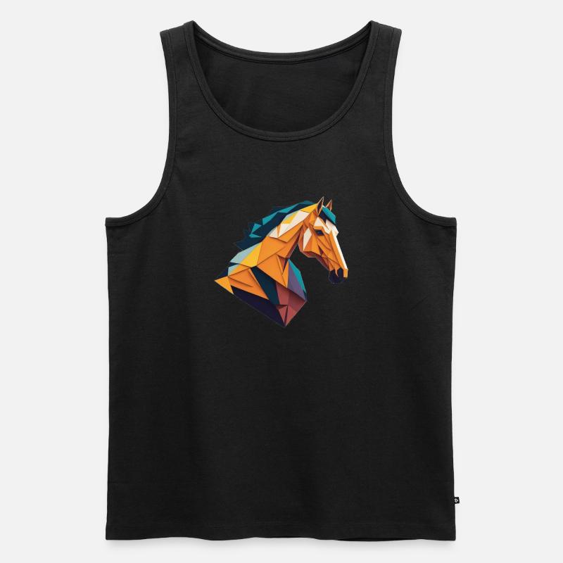 Origami Pferd - Männer Premium Bio Tank Top - Schwarz