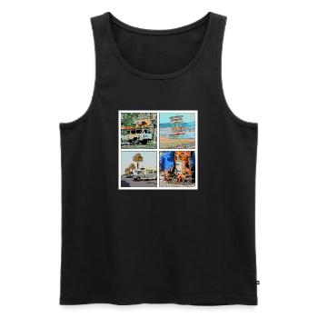 CAMPING - Men's Premium Organic Tank Top - black - Front - Michal (187cm)