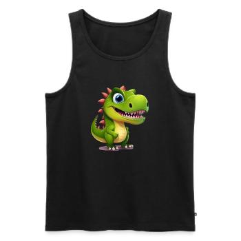 Sunny Green Dino Smile T-Design - Männer Premium Bio Tank Top - Schwarz - Vorne - Michal (187cm)
