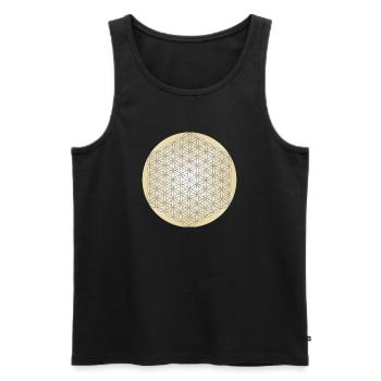 Flower of Life Silver - 5th Dimension - Mandala - Men's Premium Organic Tank Top - black - Front - AI Model Male 178 light (178cm)