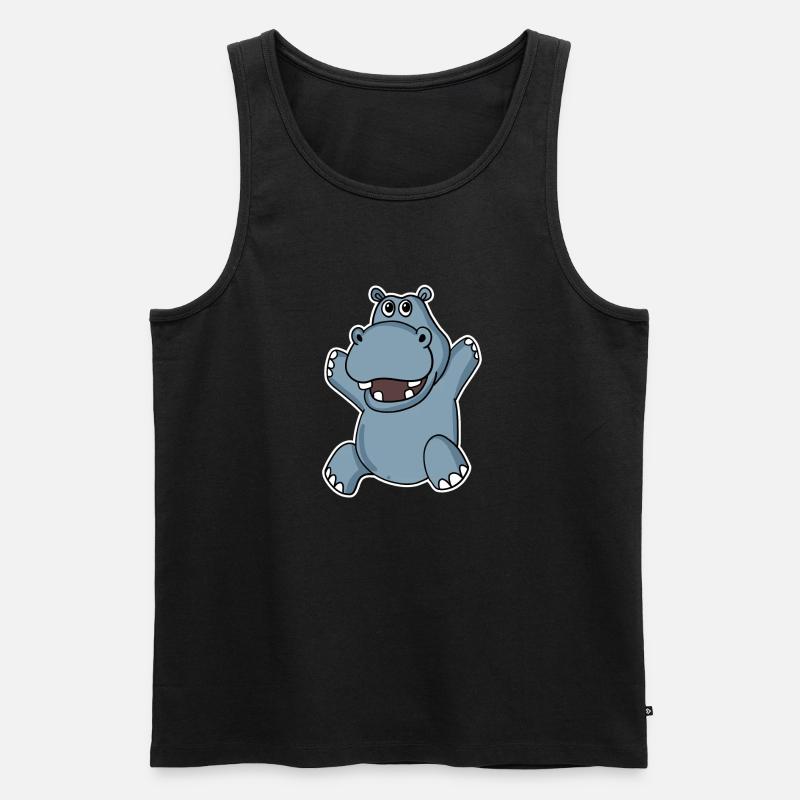 Niedliches Nilpferd - Männer Premium Bio Tank Top - Schwarz