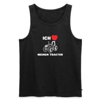 Herz Statement Ich Liebe Traktor Landmaschinen - Männer Premium Bio Tank Top - Schwarz - Vorne - Michal (187cm)