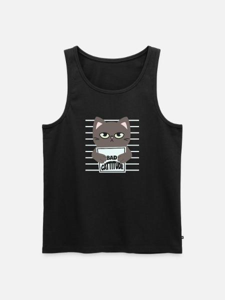 chat, chat mignon, chat doux, cat - Débardeur bio Premium Homme - noir