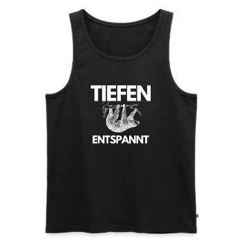 Tiefenentspannt Faultier Chill Motivation Tee - Männer Premium Bio Tank Top - Schwarz - Vorne - Michal (187cm)