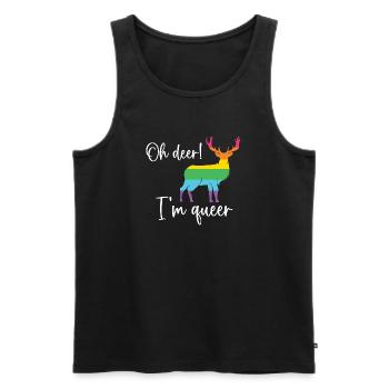 Pride Month LGBTQ - Oh Deer I'm Queer! - Men's Premium Organic Tank Top - black - Front - AI Model Male 178 light (178cm)