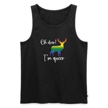 Pride Month LGBTQ - Oh Deer I'm Queer! - Men's Premium Organic Tank Top - black - Front - AI Model Male 178 light (178cm)