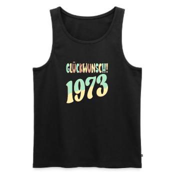 Glückwunsch Jahr 1973 - GEBURTSTAG RETRO - Männer Premium Bio Tank Top - Schwarz - Vorne - Michal (187cm)