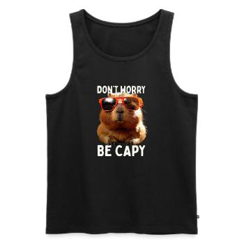 Capybara Dont Worry Be Capy Capybara Rodent - Men's Premium Organic Tank Top - black - Front - Michal (187cm)