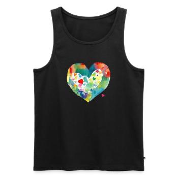 Heart - Men's Premium Organic Tank Top - black - Front - Michal (187cm)