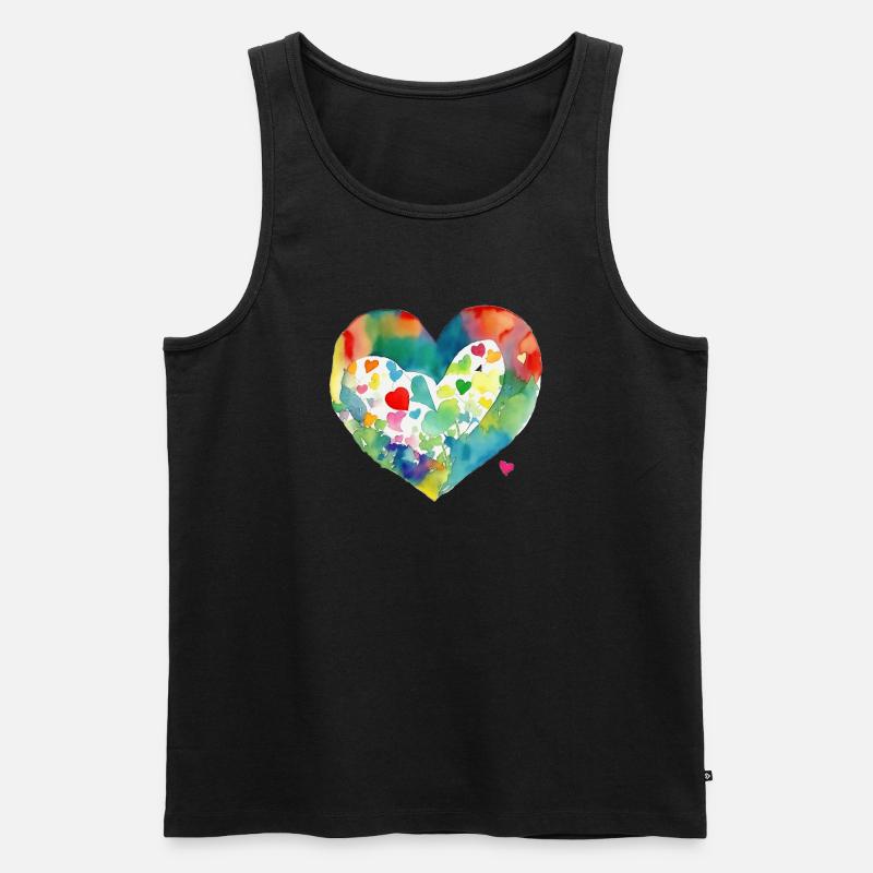 Herz - Männer Premium Bio Tank Top - Schwarz