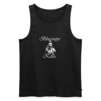 Blutgruppe Barista Coffee Lover weiß - Männer Premium Bio Tank Top - Schwarz - Vorne - Michal (187cm)
