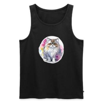 Perserkatze - Männer Premium Bio Tank Top - Schwarz - Vorne - AI Model Male 178 light (178cm)