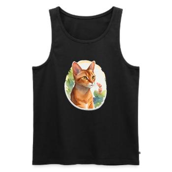 Chat abyssin - Débardeur bio Premium Homme - noir - Devant - AI Model Male 178 light (178cm)
