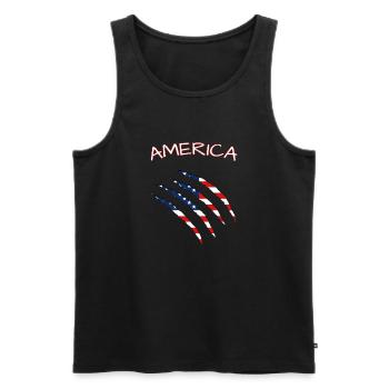 America, Claws, Cuts, Amerika, USA, American Flag  - Männer Premium Bio Tank Top - Schwarz - Vorne - Michal (187cm)