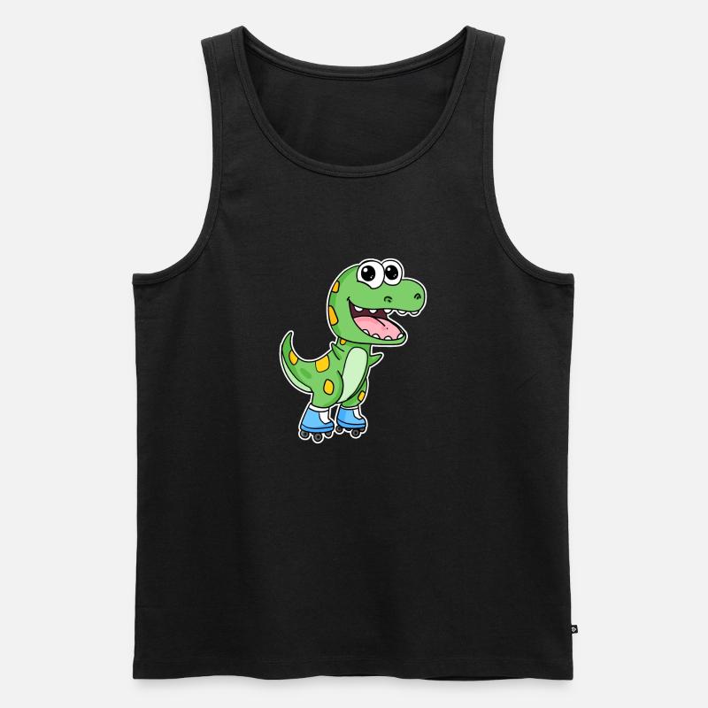 Dinosaurier Skating - Männer Premium Bio Tank Top - Schwarz