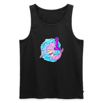 Mädchen - 1. Geburtstag Meerjungfrau - Tochter - Männer Premium Bio Tank Top - Schwarz - Vorne - Michal (187cm)