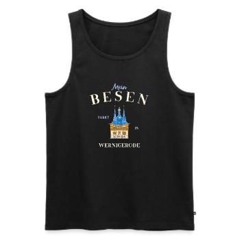 Mein Besen parkt in Wernigerode - Männer Premium Bio Tank Top - Schwarz - Vorne - Michal (187cm)
